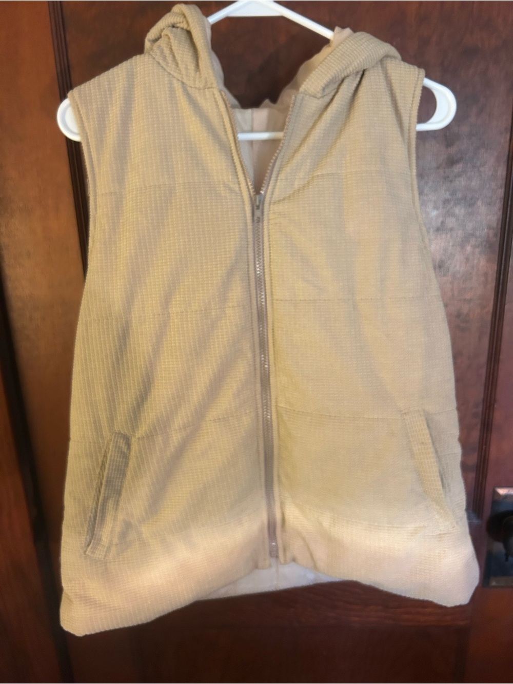 Hollister Hooded Sleeveless Vest in Beige